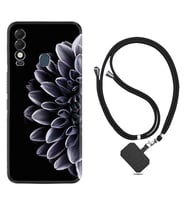 Tecno Spark 8T Kılıf Silikon Boyun Askılı İpli Desenli Silikon Çiçekler 1639