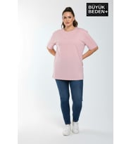 Büyük Beden Kadın Basic Tişört – Pamuklu Düz T-Shirt 3XL-6XL SPR26BTSK510