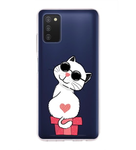 Samsung Galaxy A03s Uyumlu Kapak Cool Cat Tasarımlı Şeffaf Silikon Kılıf