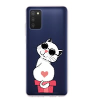 Samsung Galaxy A03s Uyumlu Kapak Cool Cat Tasarımlı Şeffaf Silikon Kılıf