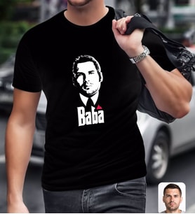 BK Gift Kişiye Özel Godfather Baba Tasarımlı Siyah T-Shirt-13