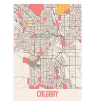Calgary Alberta Kanada Şehir Haritası Tablo Ahşap Poster Dekoratif