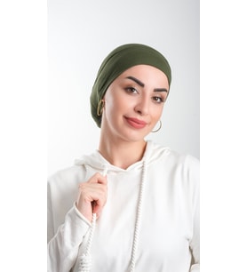 Haki Pratik Hazır Geçmeli Tesettür Bone Viskon Kumaş Sade 3003_09