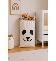 Panda Desenli Kanvas %100 Pamuk Yıkanabilir Oyuncak Torbası 50x70cm
