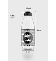 Renga Milky Desenli 1000 ml Cam Şişe 182058 Yeşil (Siyah)