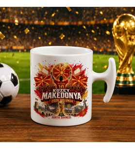 BK Gift Kuzey Mekadonya Taraftar Temalı Dünya Futbol Kupası Tasarımlı Hammer Kupa Bardak-3
