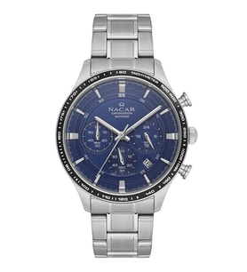 Nacar NC31-299354-ALBM Chronograph Takvimli Safir Çizilmez Cam Metalik Renk Erkek Kol Saati