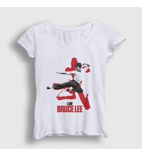 Presmono Kadın Beyaz i am Bruce Lee T-Shirt 256813tt