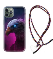 Apple iPhone 11 12 13 14 Pro Max Kılıf Boyun Asklı Rasta Silikon Kartal 1622