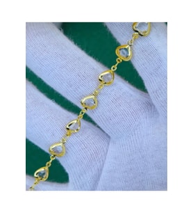Kalpli Zirkon Taşlı Gold Renk Bileklik 18 CM