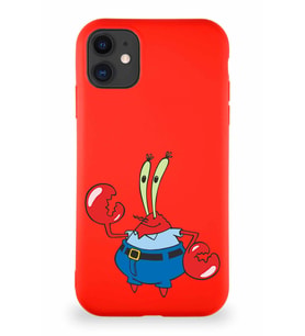 Apple iPhone 11 Soft Premier Kapak Bay Yengeç Tasarımlı Silikon Kılıf - Kırmızı (Şeffaf)