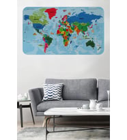 Türkçe Eğitici Ülke Ve Başkent Okyanus Detaylı Atlası  Dünya Haritası Duvar Sticker -60x105-3866