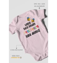Herkes Bıksa Benden Anneannem Bana Doymaz Baskılı Bebek Zıbını  %100 Pamuk Kısa Kol (Bebek Pembesi)