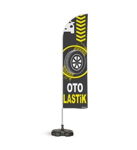 Oto Lastik Temalı Yelken Bayrak Takımı Gri 1 adet