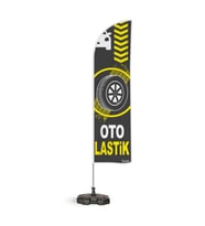 Oto Lastik Temalı Yelken Bayrak Takımı Gri 1 adet