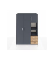Hyperion Dolap 5 Raflı 3 Çekmeceli Tek Askılı 132x44x195 Antrasit-Antrasit/Çam
