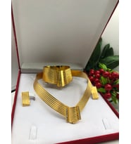 22 AYAR ALTIN KAPLAMA KADIN GOLD KLASIK TRABZON SET 6 SIRA GERDANLIK 11 SIRA KELEPÇE KÜPE