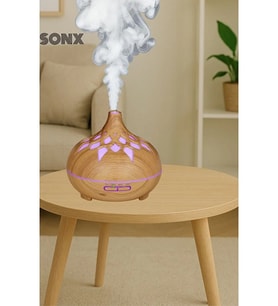 Aroma Difüzör Gece Işığı 7 Led DESENLİ Nemlendirici Kumandalı Buhar Makinesi 550 ml