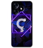 Tecno Spark 10 4G Kılıf HD Desen Baskılı Kılıf - Dark Neon Yaprak Ç Harfi