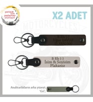 Motosiklet Severlere Özel Hediye, İsim Plaka, B Rh (-) Kan Grubu Yazılı Anahtarlık, Pudra-K Kahve-Gr (Çok Renkli)