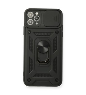 Apple iPhone 11 Pro Max Kılıf Pars Lens Yüzüklü Silikon - Siyah