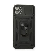 Apple iPhone 11 Pro Max Kılıf Pars Lens Yüzüklü Silikon - Siyah