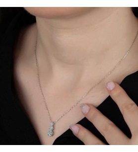 Swarovski Taşlı Gümüş Üçtaş Tektaş Bayan Kolye