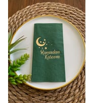 Gold Yaldızlı Yeşil Ramadan Karem Peçete 16 Adet