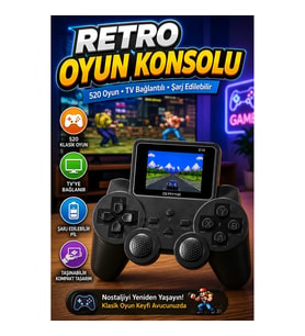 520 Oyunlu Taşınabilir Mini El Oyun Konsolu – TV Bağlantılı ve Şarj Edilebilir