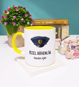 Özel Güvenlik Tasarımlı Kişiye Özel Güvenlik Kupa Bardak Sarı