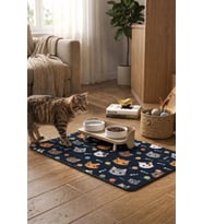 MAtGo Pati Kedi Köpek Beslenme Matı 50x70cm Balık Kılçıklı Su Geçirmez Mama Kabı Altlığı Paspası