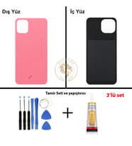 Reeder Vida Seti + Yapıştırıcı S23 Max Pro Pembe Yapıştırıcı B-7000 Yapıştırıcı Vida Seti Arka Kapak Arka Cam Batarya Kapağı Lazer Kesim Kapak Pil Kapağı Back Cover