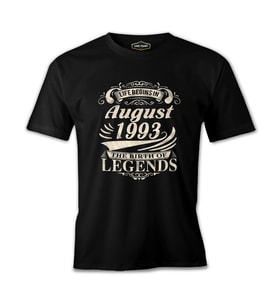 Life Begins in August 1993 Siyah Erkek Tshirt