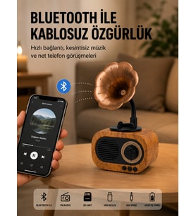 Nostaljik Hoparlör Fm Radyo 8 Saat Batarya Yeni Nesil