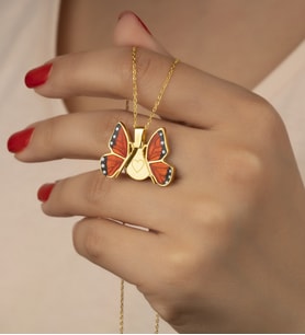 Silvano Jewelry 925 Ayar Gümüş Açılabilen Kelebek Kolye
