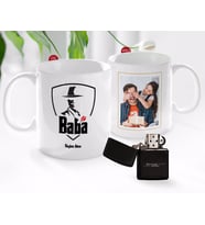 BK Gift Kişiye Özel Babalar Günü Hediyesi Fotoğraflı Kupa Bardak ve Benzinli Çakmak Seti-10 (Model 1)