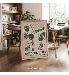 Kitap ve Şarap Kulübü Posteri: Edebiyat Kızı Vintage Sanatı ( )