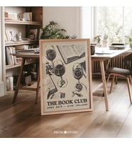 Kitap ve Şarap Kulübü Posteri: Edebiyat Kızı Vintage Sanatı ( )