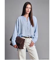 LCW Modest Mavi Kaçık Yaka Oversize Bluz