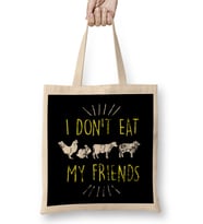 I Don t Eat My Friends Vegan Cute Distressed Bez Çanta Uzun Saplı