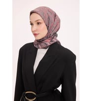 Dört Mevsim Antik Motif Viskon Velora Eşarp 6419 (Koyu Gri)