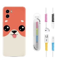 Vivo Y15S Y32 Y33S Y51 Y53S Kılıf Kablo Koruma Spiral Silikon Sevimli Köpek 1731