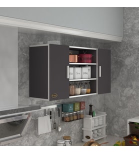 Kenzlife hazır mutfak honnor22 gri 060*120*22 mutfak banyo dolabı kapaklı raflı (Karışık)