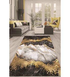Dijital Kaymaz Taban Yıkanabilir Modern Renkli Salon Halısı Mutfak Halısı Yolluk ND-HT-316 (Kahverengi)