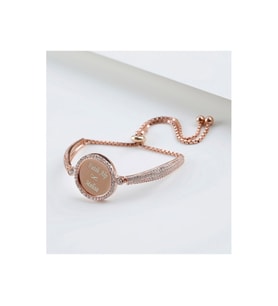 925 Ayar Gümüş Rose Gold Kaplama Isimli Asansörlü Bileklik