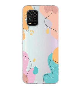 Xiaomi Mi 10 Lite Uyumlu Kapak Karışık Renkler Tasarımlı Şeffaf Silikon Kılıf