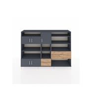 Hyperion Dolap 13 Raflı 3 Çekmeceli 5 Kapaklı 220x44x163 Antrasit-Antrasit/Çam