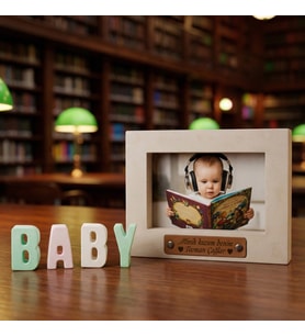 Küçük Mucizenize Eşsiz Hediye, İsim ve Tarih Eklenebilen Bebek Odası Resim Çerçevesi, Baby Harfli (Sütlü Kahve)