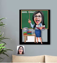 BK Gift Kişiye Özel Kadın Türkçe Öğretmeni Karikatürlü 3D Ahşap Tablo-1