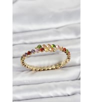 Pirinç Gold Renk Karışık Renk Zirkon Taşlı Kadın Bileklik Tj-Bb8525